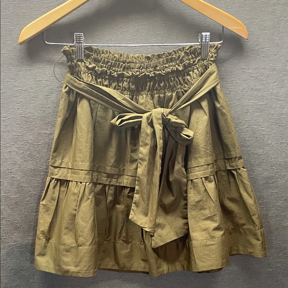 Anthropologie Maeve Green A-Line Skirt with Bow‎ Detail